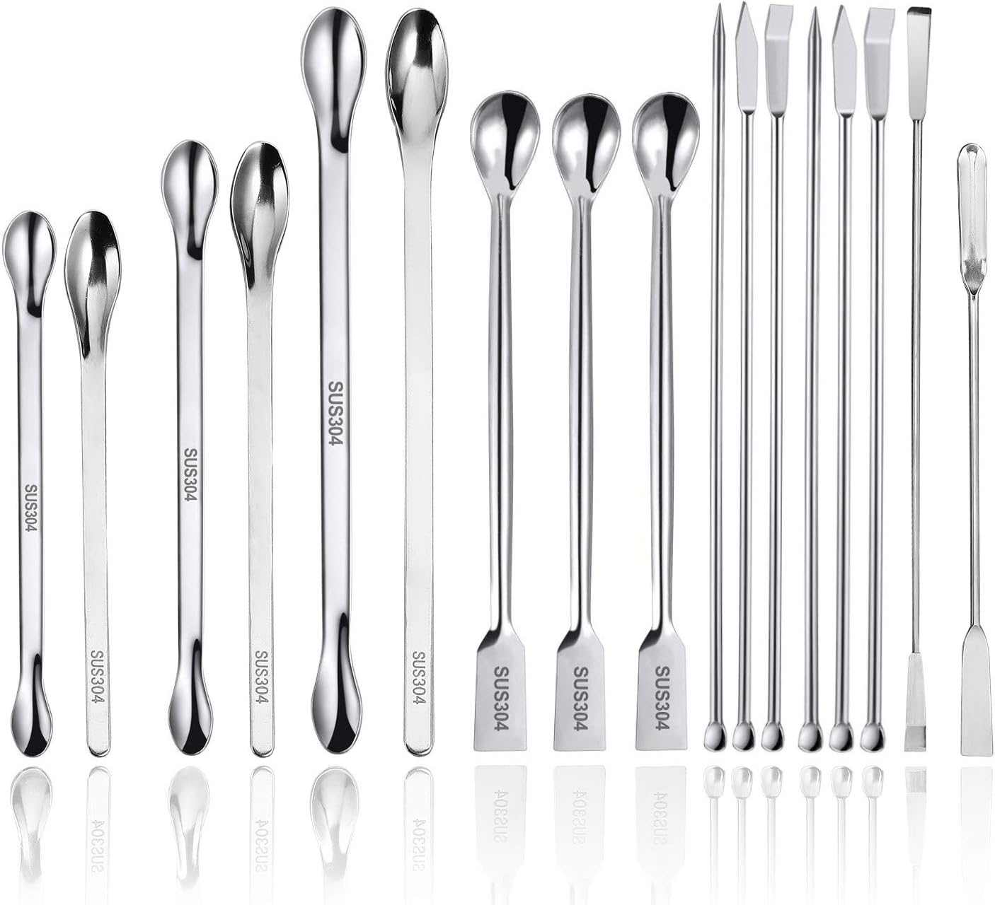 17 Pack Lab Spatula - Micro Lab Spoon/Scoop with Nickel Stainless Steel- Laboratory Mixing Spatula Sampling Spoon for Powders Gel Cap Filler, Capsule Filler 0 00