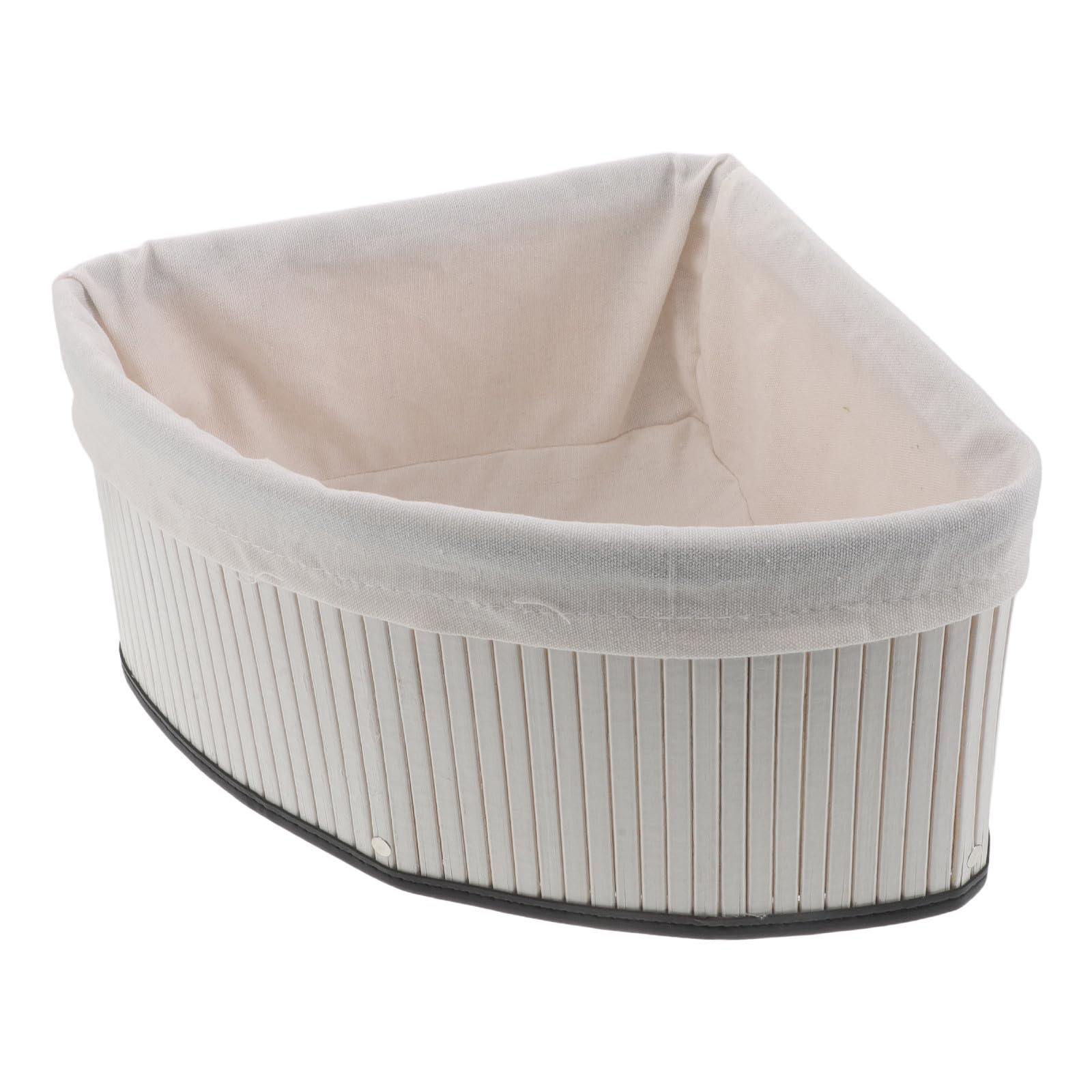TOYANDONA Cesta Tejida de Bambú Triangular con Forro Lavable para Estantes de Esquina, Organizador Apilable que Maximiza Espacio en Dormitorio y Baño