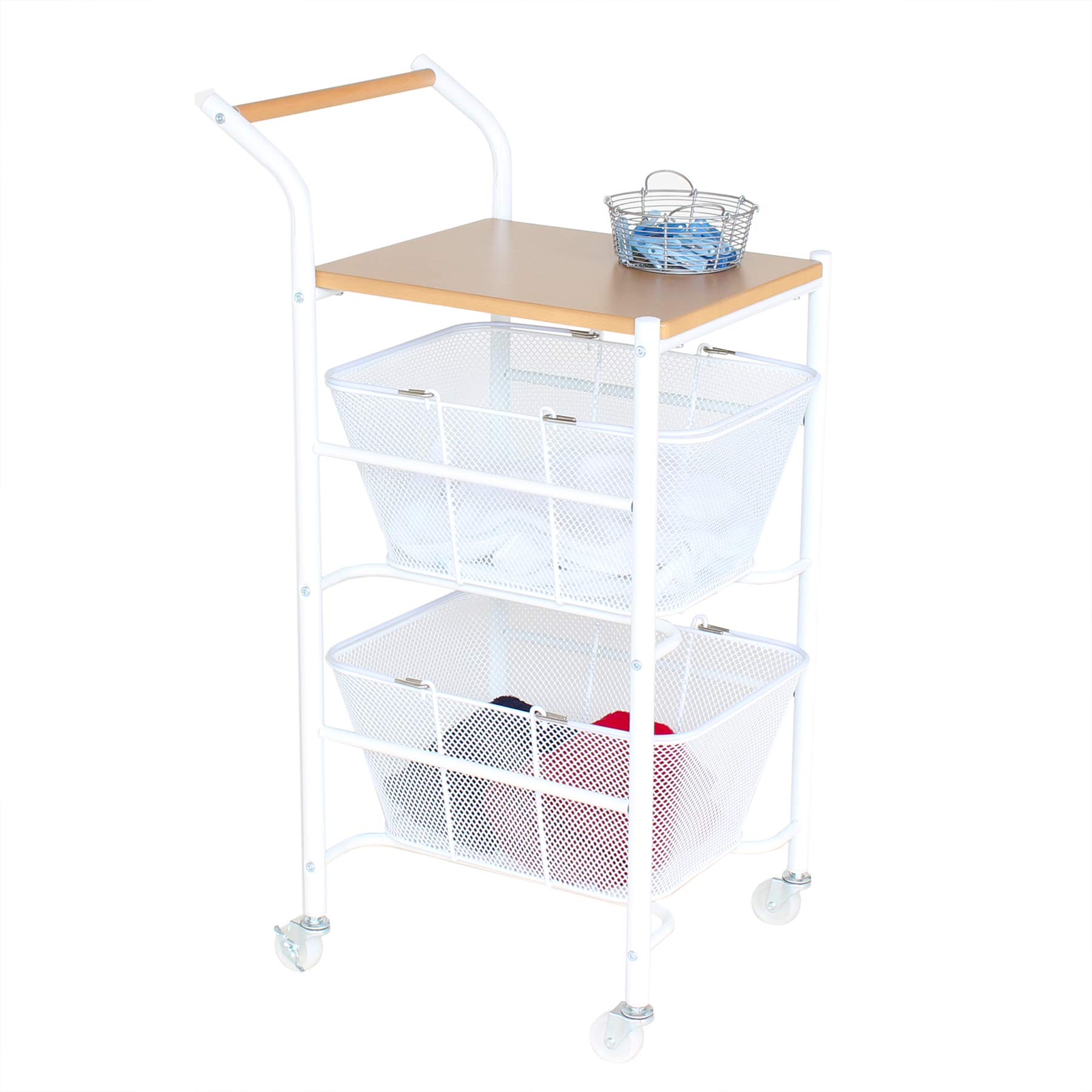Amazon｜川口工器 ランドリーワゴン バスケット2個付 (ロータイプ
