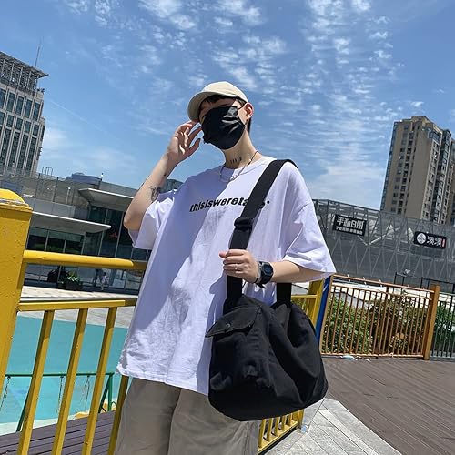 Miniatura 2 de Aktudy Bolso bandolera de lona para mujeres y hombres, bolso bandolera grande con múltiples bolsillos para parejas