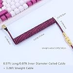 ATTACK SHARK Custom Coiled USB C to A Cable for Gaming Keyboard,Double-Sleeved Starlight Braided Cable with Detachable Metal Aviator 24K Gold Connector 1.7M for Phone/PS4/Android/Xbox-(Ross Red)