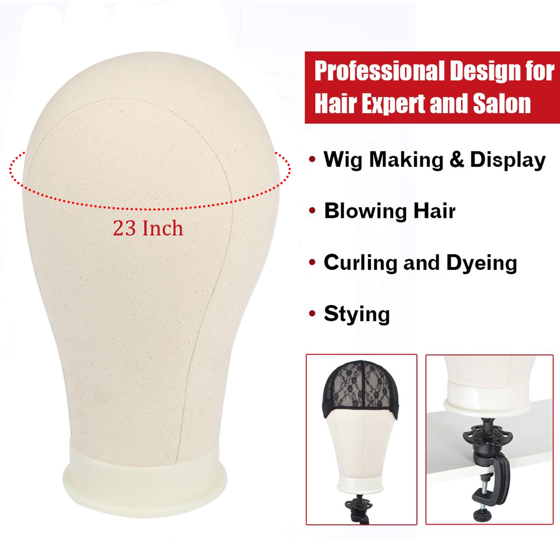 21 Inch Canvas Mannequin Head for Display Hats Wig Scarves Headscarves Necklace Jewelry Wigs Making Necklace Display Model Head