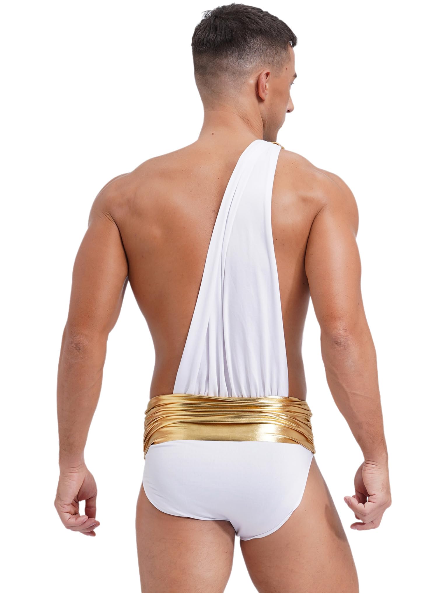 Disfraz de César Romano Hombre Adulto Gladiador Faldas un Hombro Top Costumes Carnaval Party Túnica Outfits
