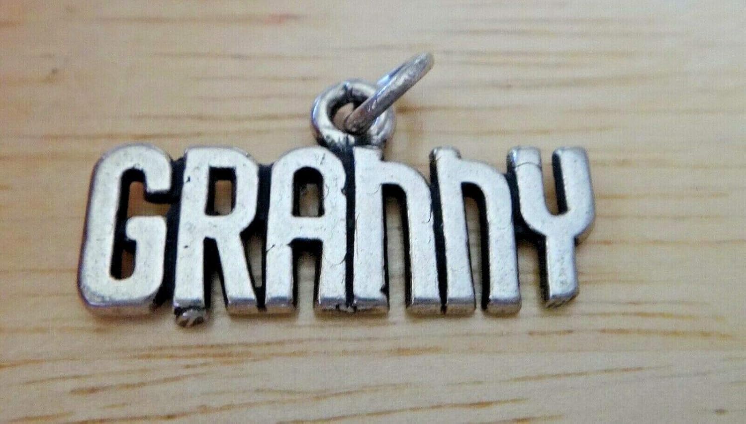 Sterling Silver 12x25mm says Granny Grandmother Charm! - Jewelry Making DIY Crafting Charm Beads for Bracelets