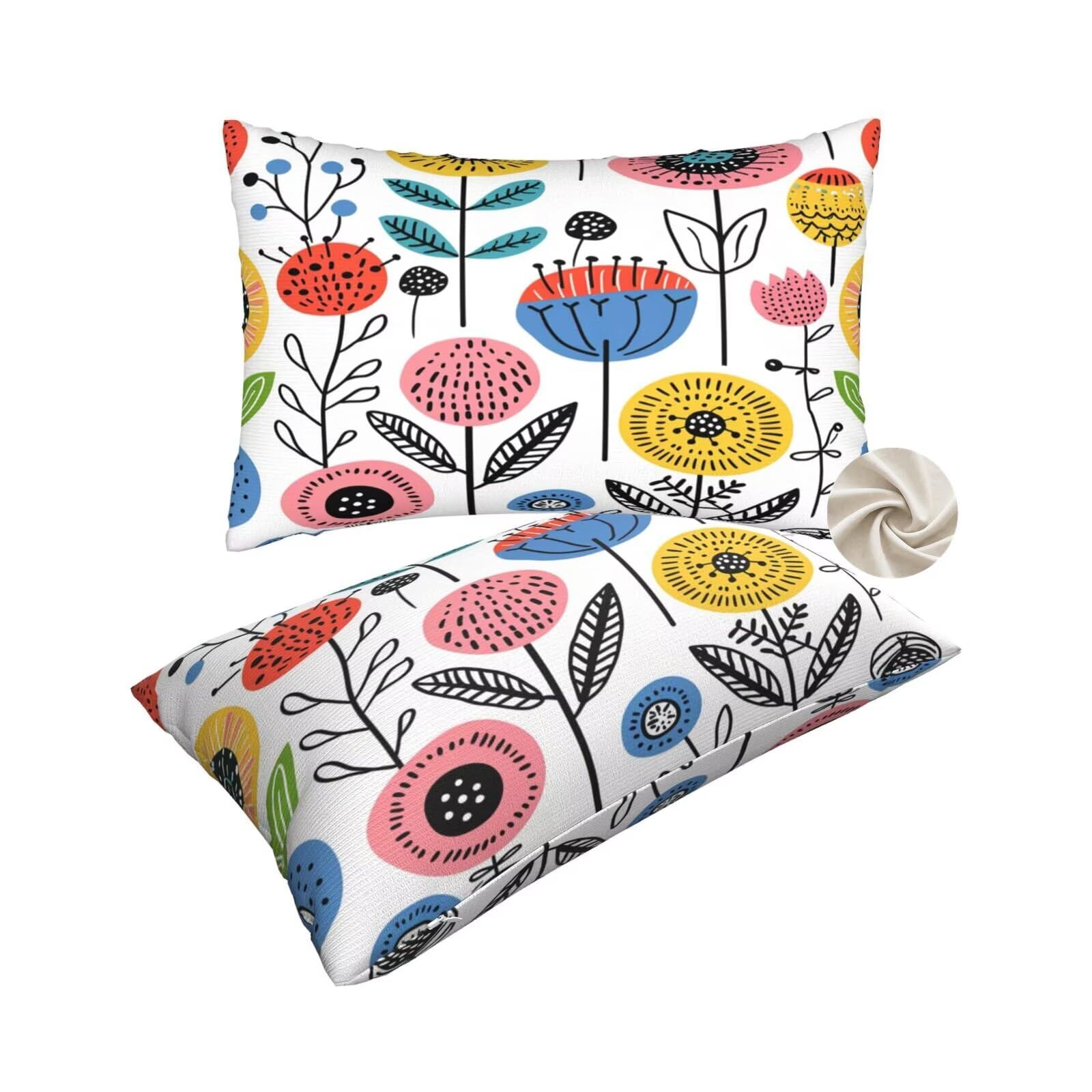 Housses de coussin 50x80 cm protégez et décorez votre canapé avec ce lot de 2 imprimés fleurs