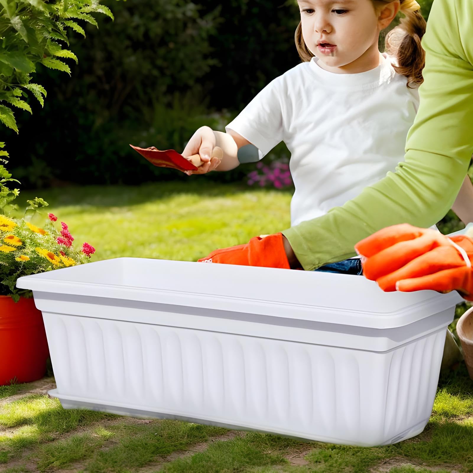 Fioriera da Finestra Contenitore Resistente ai Raggi UV con Fori di | Fioriere da Finestra per Esterni Per Giardinaggio Balcone Cucina Esterno Giardino Piante E Fiori