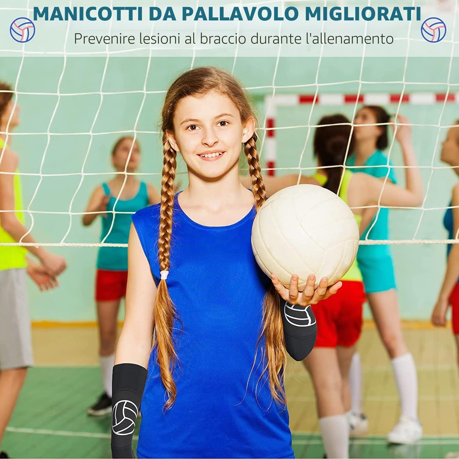 Bracciali da pallavolo, per bambini, per sport, avambraccio, a compressione, per pallavolo, per braccia, per sport, pallavolo