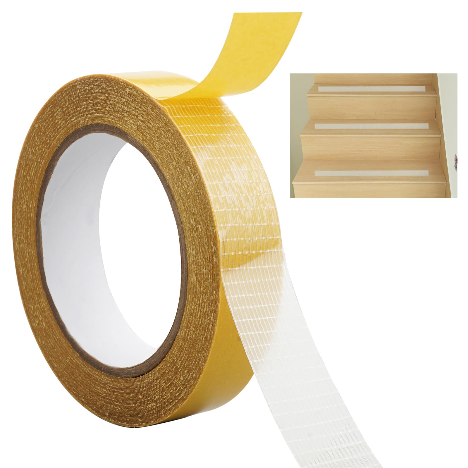 Nastro Biadesivo per Tappeti, 20 m x 25 mm Biadesivo per Muro per Moquette Extra Forte, Nastro Biadesivo Indicato per Tappeti Senza Residui, Nastro Biadesivo in Tessuto per La Posa di Moquette