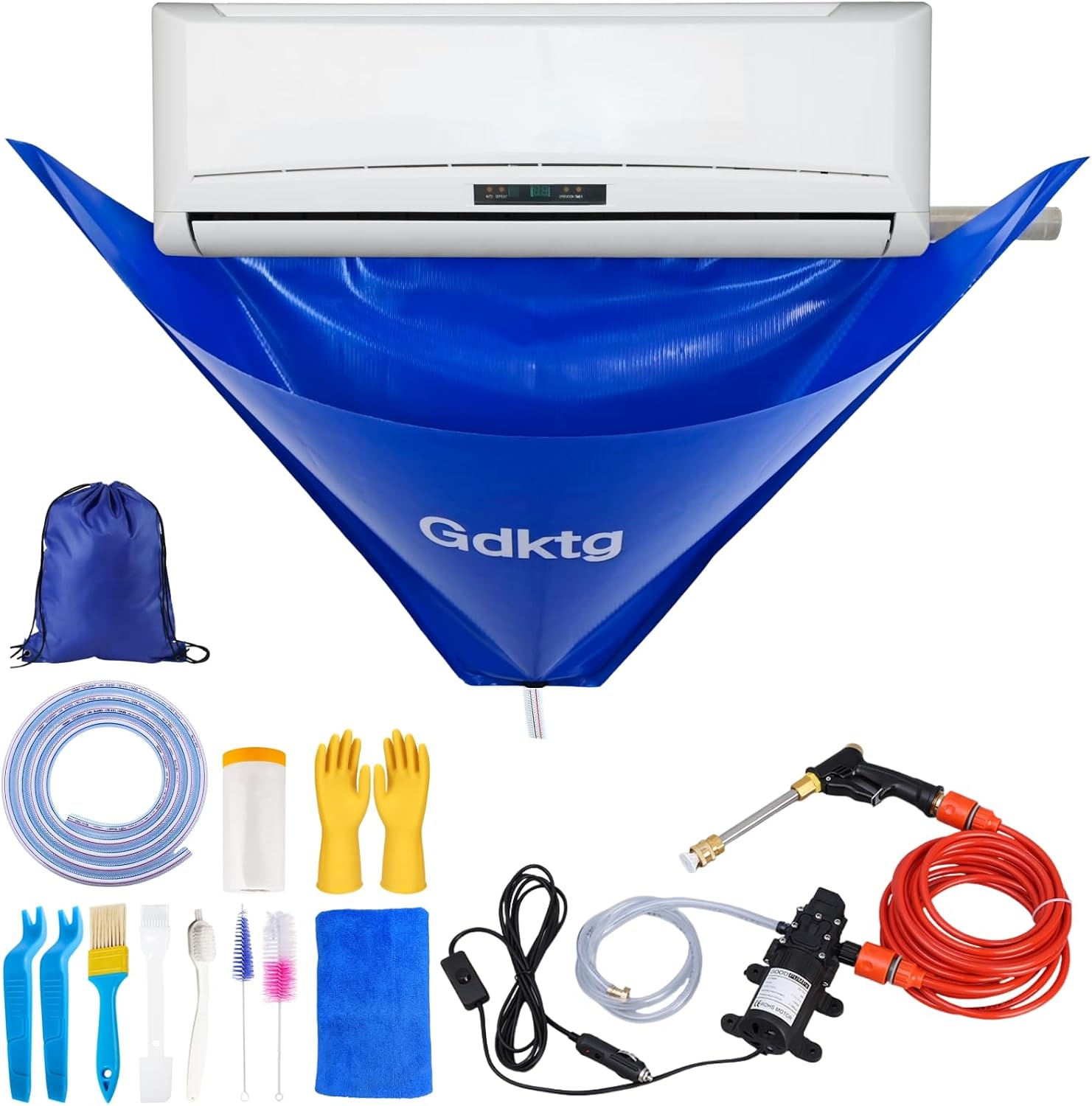 Mini Split Cleaning Kit with Pressure Cleaning Tool, Professional AC Cleaning Kit, High-Efficiency Cleaning Bag for Wall-Mounted Air Conditioner (Large)