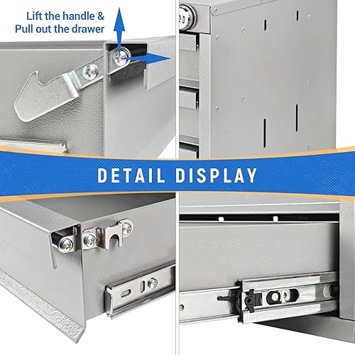 Miniatura 3 de AA Products - Juego de 2 cajones con bloqueo de contraseña diseñado para estanterías AA de 16 pulgadas de profundidad, juego de 2 gabinetes de