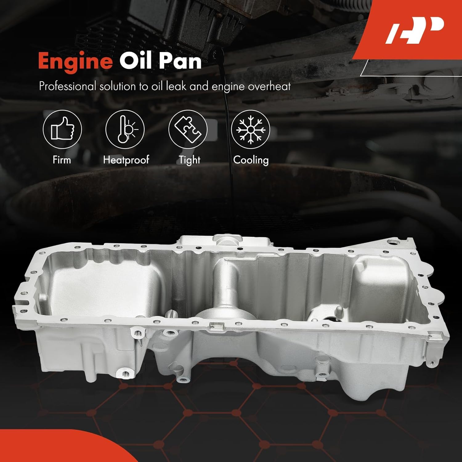 A-Premium Engine Oil Pan Sump with Drain Plug Compatible with BMW X5 2014-2018, X6 2015-2019, 3.0L, GAS