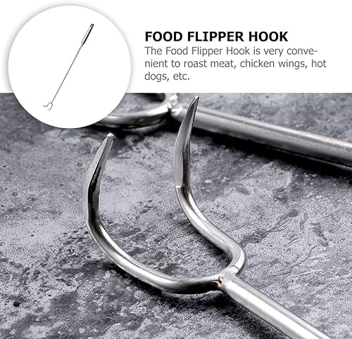 Miniatura 5 de UPKOCH Gancho ergonómico multifunción para barbacoa de acero inoxidable duradero para voltear y manipular fácilmente el cerdo y el pescado,