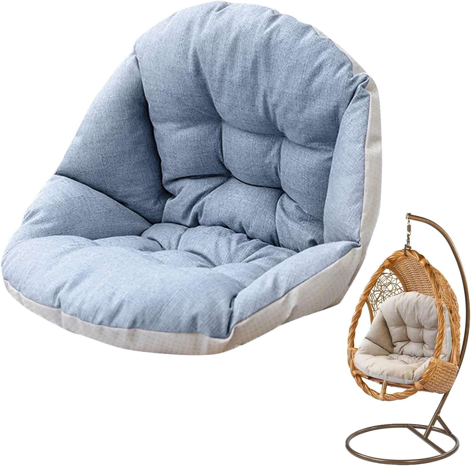Soft Egg Swing Chair Cushion,Outdoor Indoor Thickened Hanging Seat Mat,Washable Hammock Chair Mat for Garden Indoor Hanging Seat Cushion Replacement (Blue)