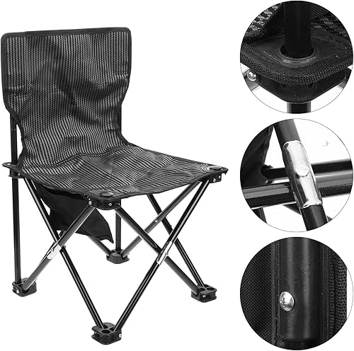 Miniatura 9 de POPETPOP Portable Folding Camping Chair Small Outdoor Foldable Fishing Stool with Oxford Cloth Carry Bag for Hiking Beach Garden Recreation