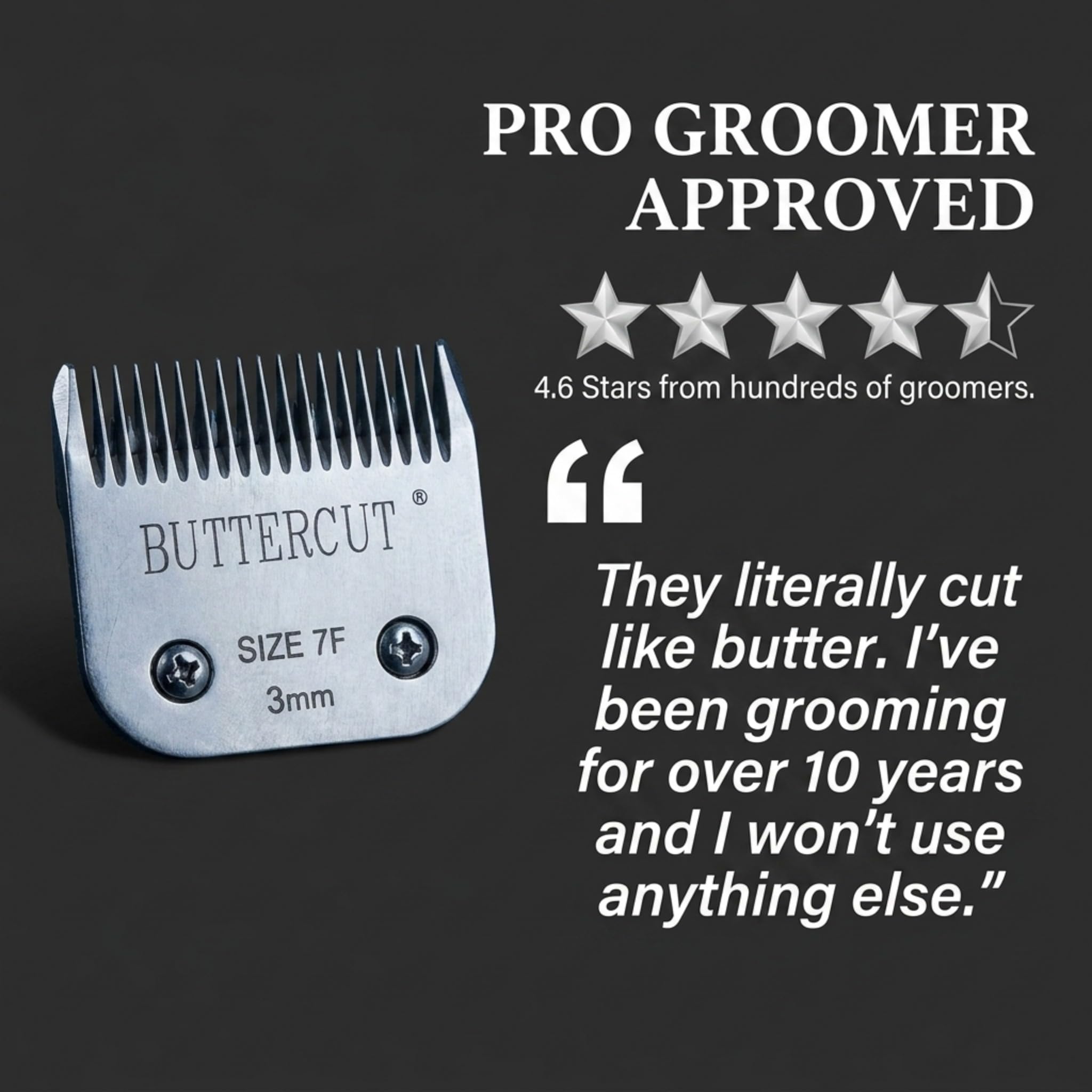 Geib Buttercut - Cuchilla de repuesto desmontable para cortapelos para perros, paquete de 4, tamaños #30, #10, 5F, 7F, bordes afilados de acero inoxidable, compatibles con Andis A5, Oster A5, Wahl