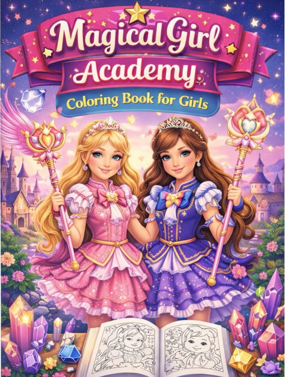Magical Girl Academy Coloring Book for Girls: 50 Cute Magic Students, Enchanted Classrooms & Spellbinding Adventures to Color (Ages 6–12)      Paperback – February 20, 2026