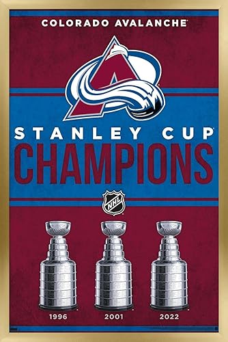 Trends International NHL - Póster de pared de Colorado Avalanche - Champions 23, 22.37 x 34.00 pulgadas, versión enmarcada dorada