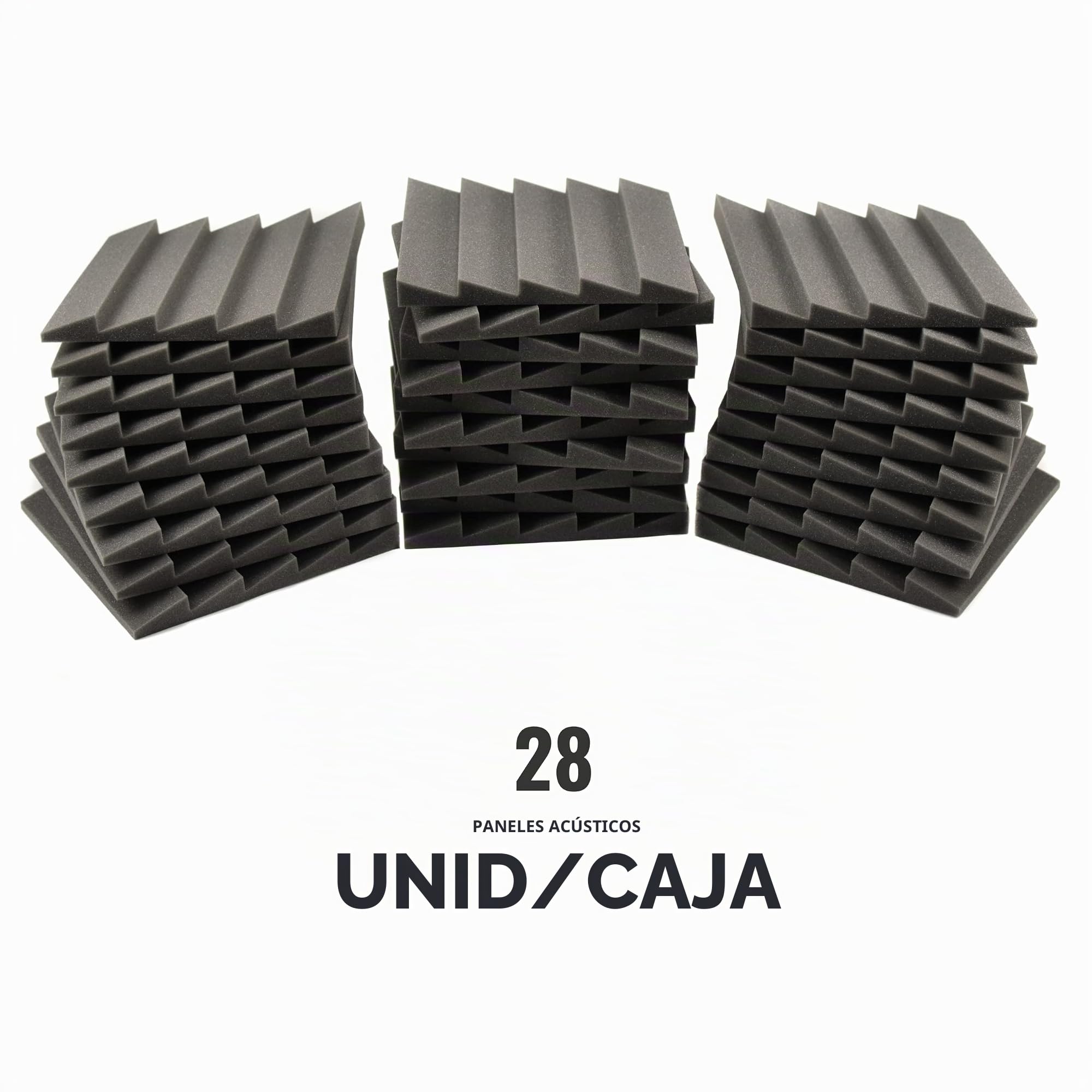ACOUSPANEL Espuma Acústica Pack de 28 Planchas de 30x30x3cm Color Gris Antracita Sin Comprimir