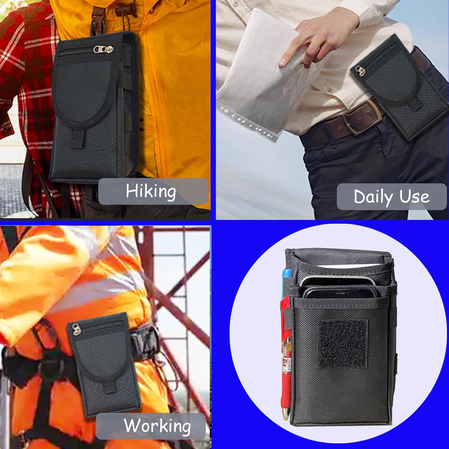 Dual Phone Holster with Belt Clip,Large Belt Smartphone Pouch for Men,Tactical Waist Cellphone Holder,Multi-Function Compatibility Mobilephone Case for Daily Use,Outdoor Activity,Hiking,Camping - Image 2
