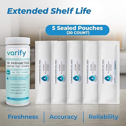 Miniatura 5 de Kit de prueba de agua potable 17 en 1, 100 tiras + 2 pruebas de bacterias, prueba de calidad del agua en el hogar, agua de pozo y grifo, fácil