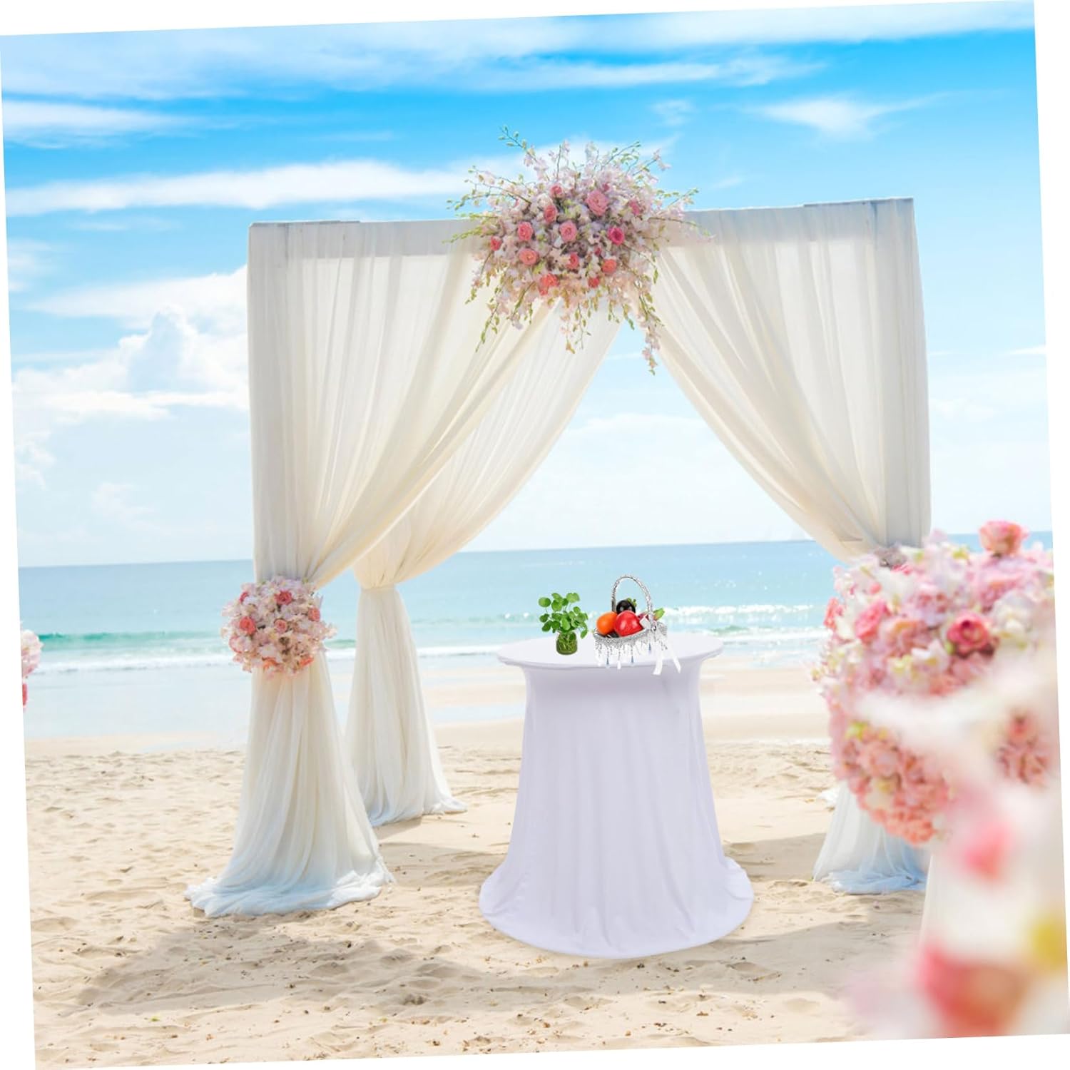 Cabilock Elastic Table Cover Stretch Tablecloth Fitted Picnic Table Cover Vinyl for Outdoor