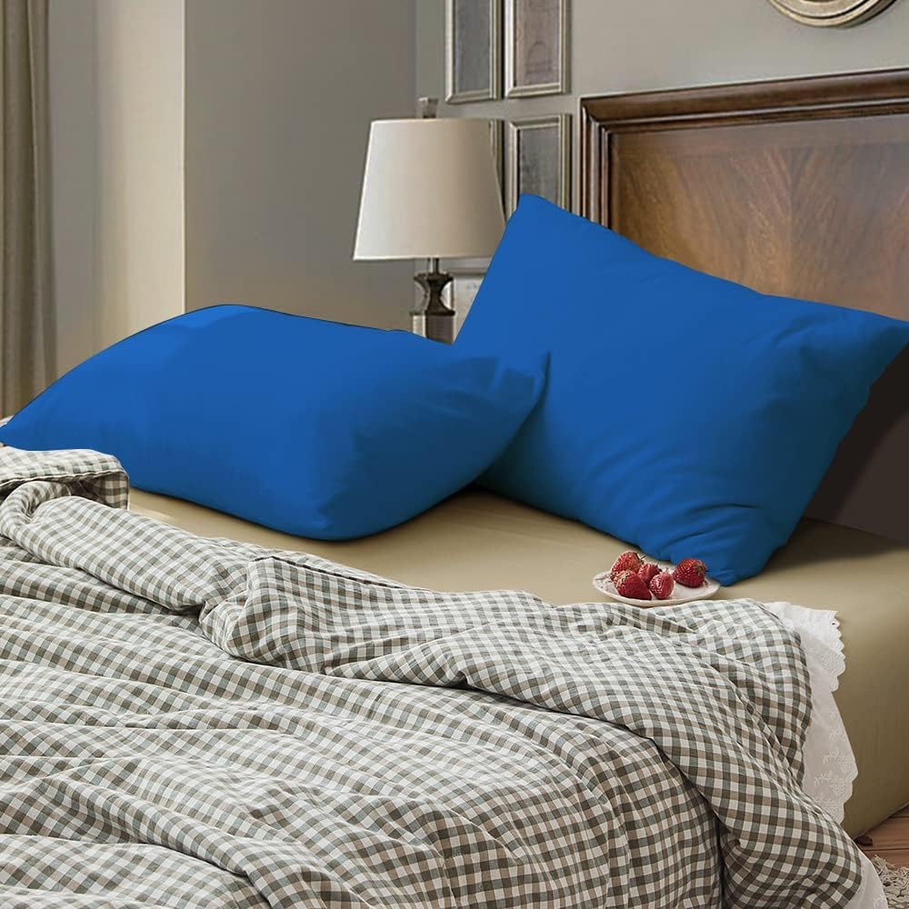 600 TC Super Soft 100% Egyptian Cotton Pillow Covers 20 x 30 Inches - Egyptian Cotton Set of 2 Pillow Cover Set Envelope Closure Pillowcase - Royal Blue
