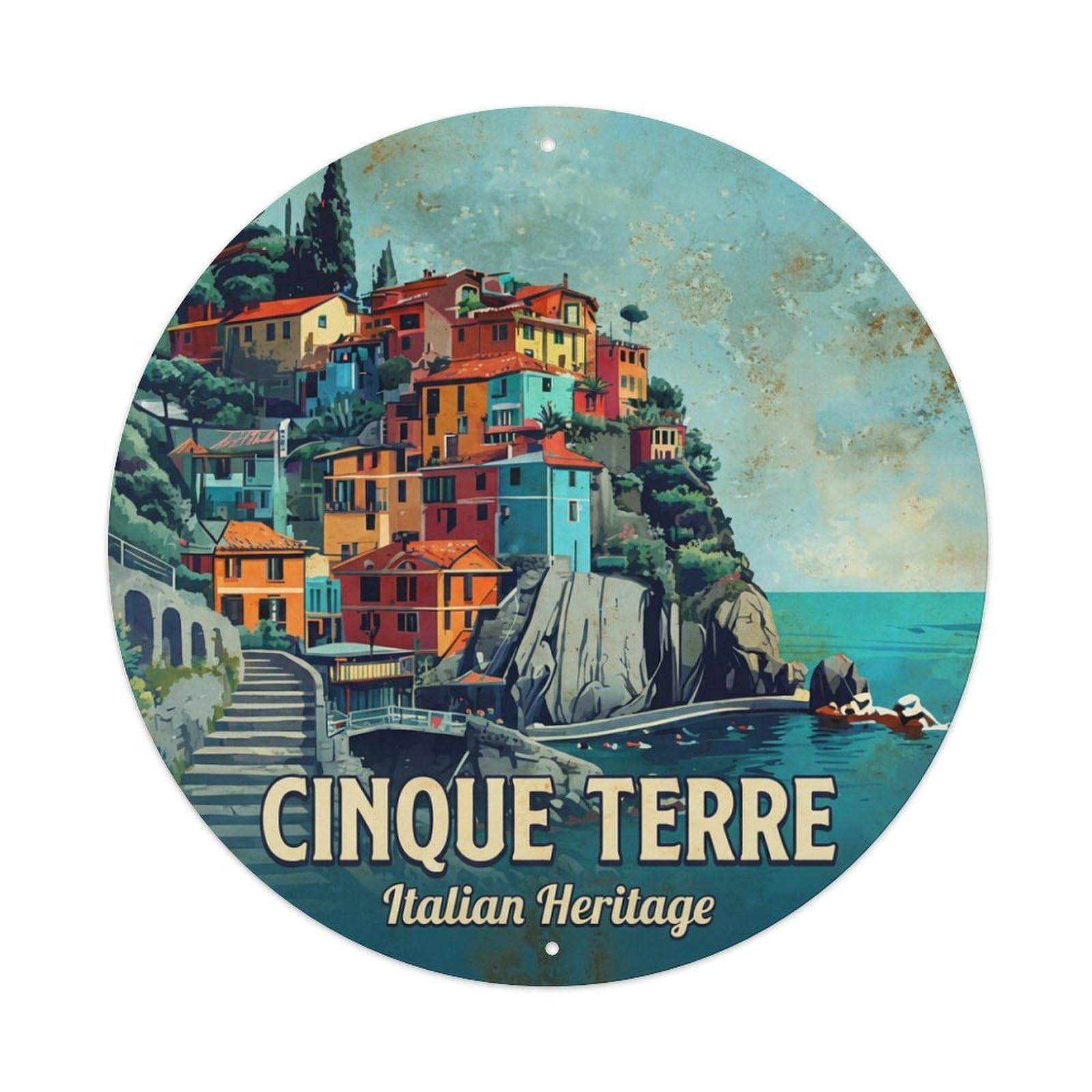 Xanthor Style Vintage Travel Cinque Terre Italy Metal Tin Sign