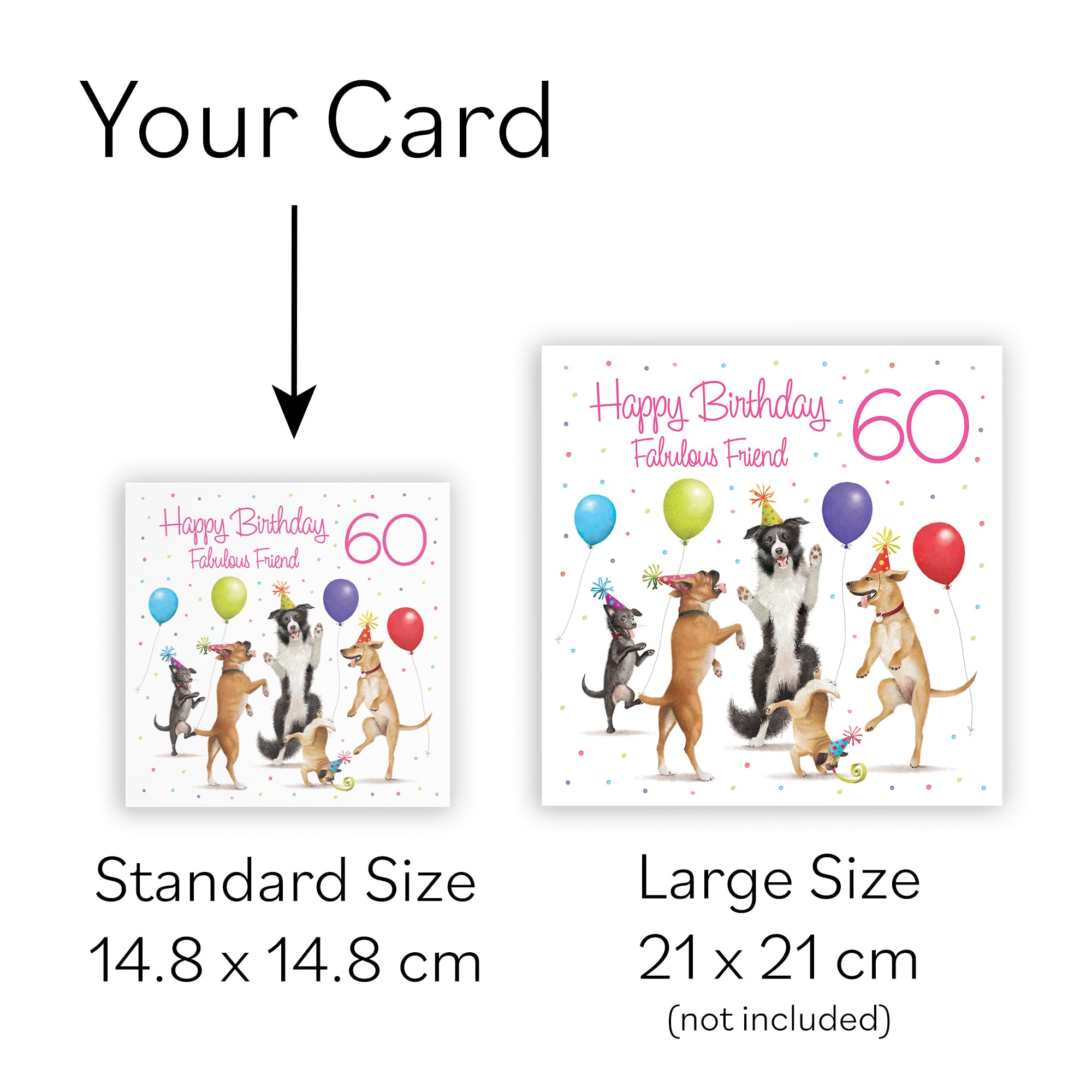 Hunts England 60th Friend Birthday Card - Dancing Dogs - Fabulous Friend - Age 60 - Women's 60th Birthday Card - Milo's Gallery - Funny — view 6
