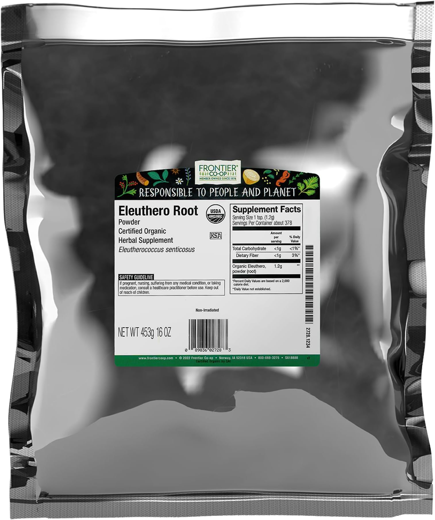 Eleuthero Root Powder, Certified Organic, Kosher | 1 lb. Bulk Bag | Eleutherococcus senticosus (Rupr. ex Maxim.) Maxim.