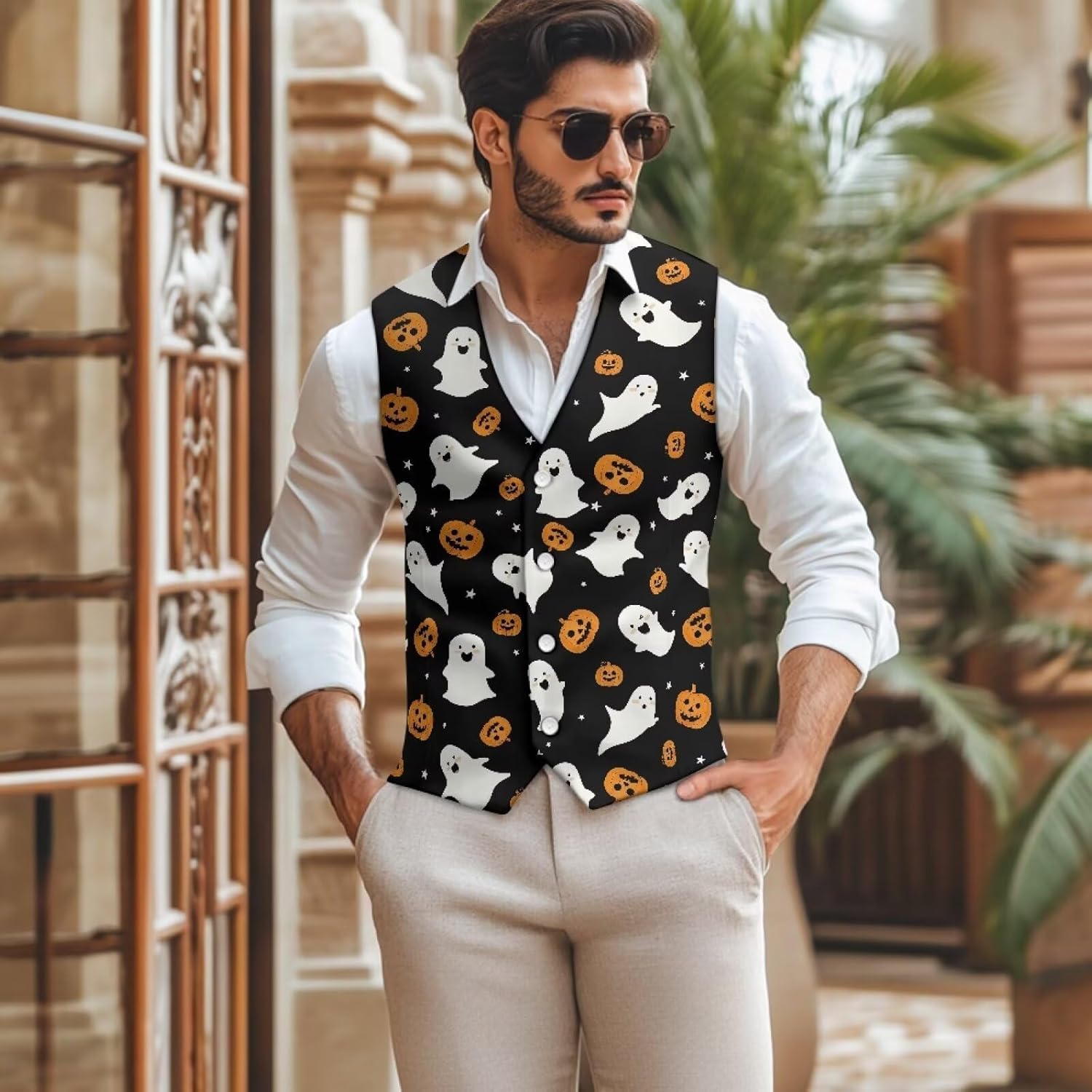 Men's Casual Suit Vest Lightweight Business Formal Dress Suit V-Neck Waistcoat Vest for Party Wedding Tuxedo Suit