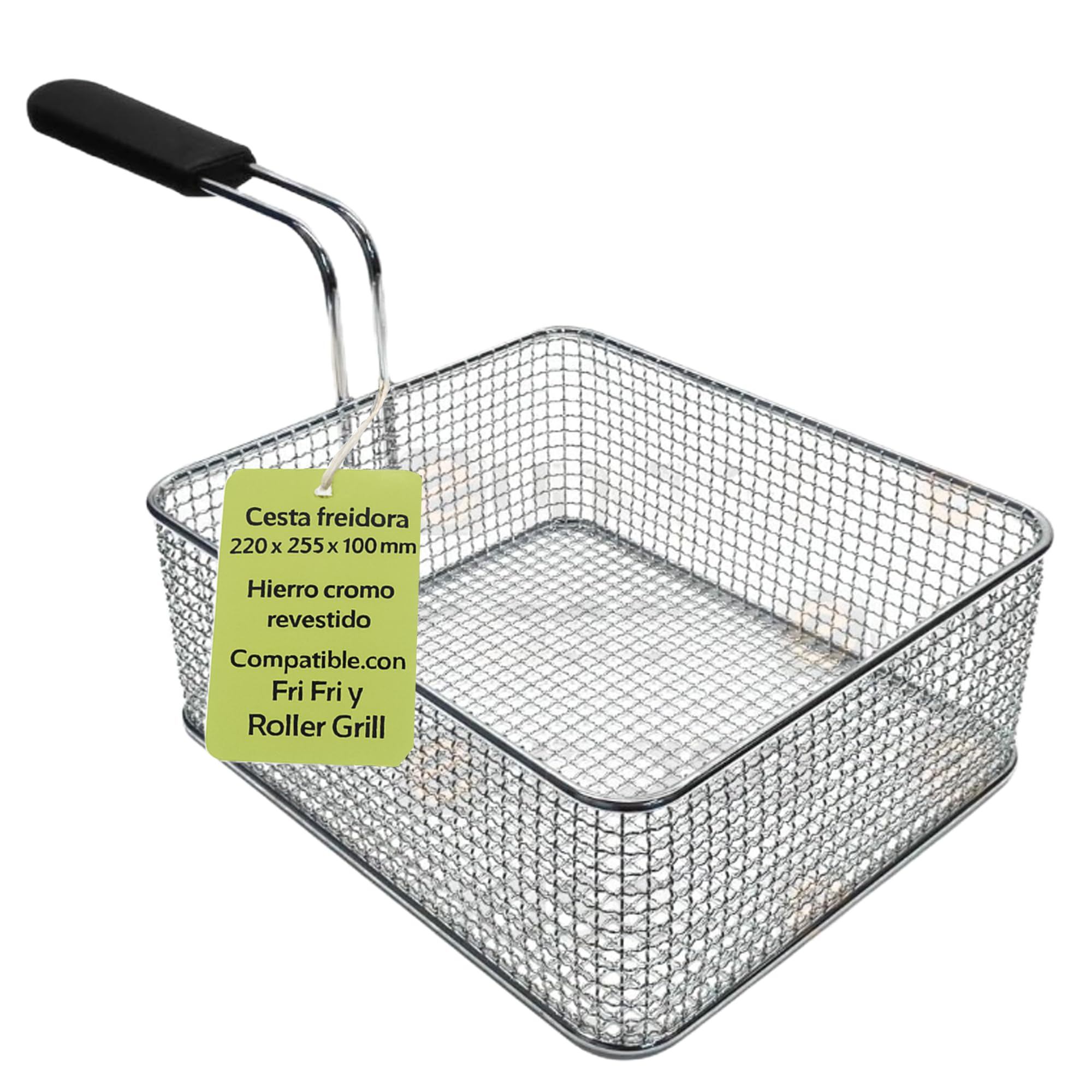 CubetasGastronorm ® Cesta Freidora 220x255x100mm Hierro Cromado Mango Termoaislante Recambio Profesional Compatible Con Fri Fri Roller Grill Cocinas Gas Y Electrica Hosteleria Taller Hogar Diario