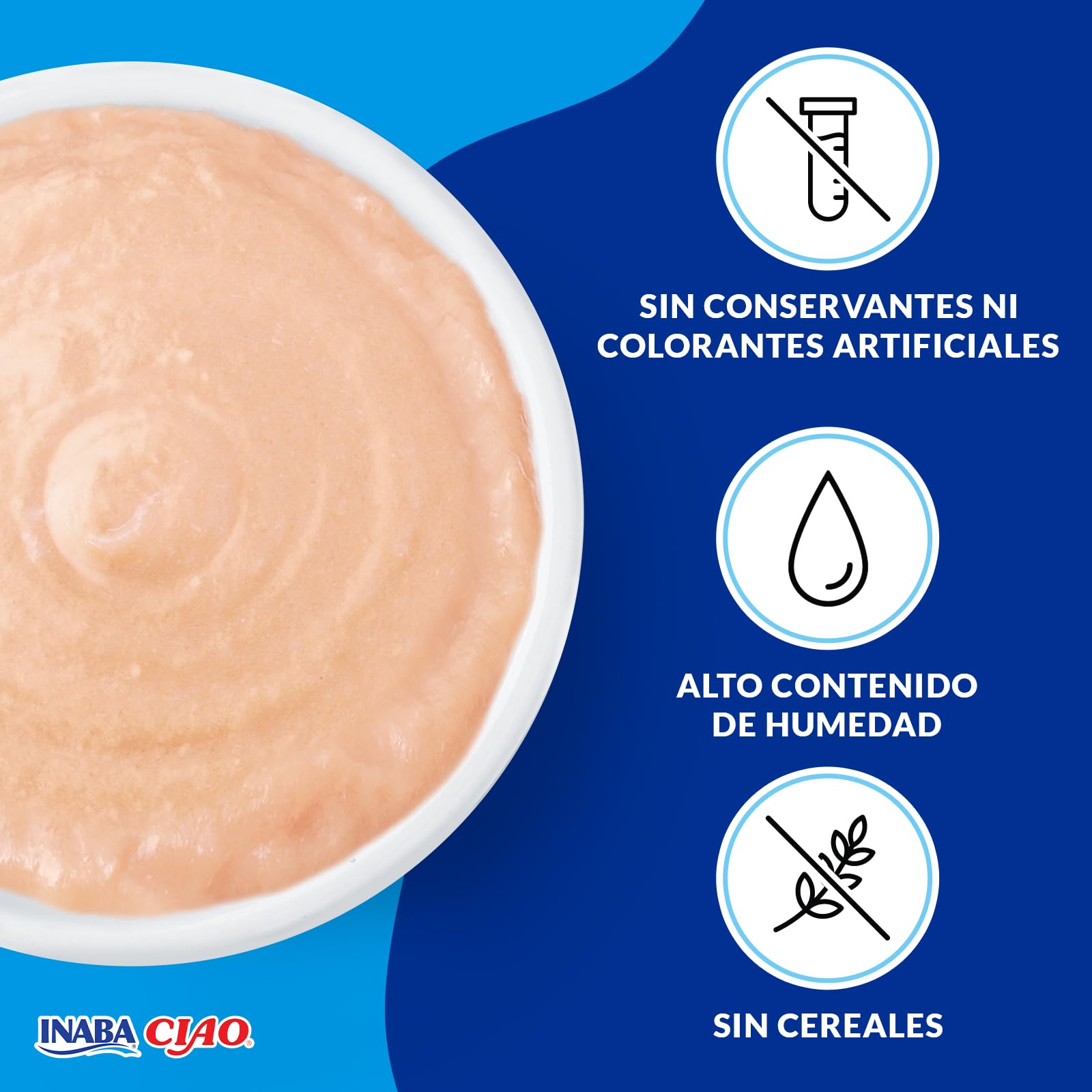 INABA Ciao Bisque Gatos - Receta Saludable de Crema de Pollo y Atún con Salmón - Comida Húmeda - Alimento Complementario Natural, sin Cereales, sin Conservantes ni Colorantes - 960g (24 Sobres x 40g)
