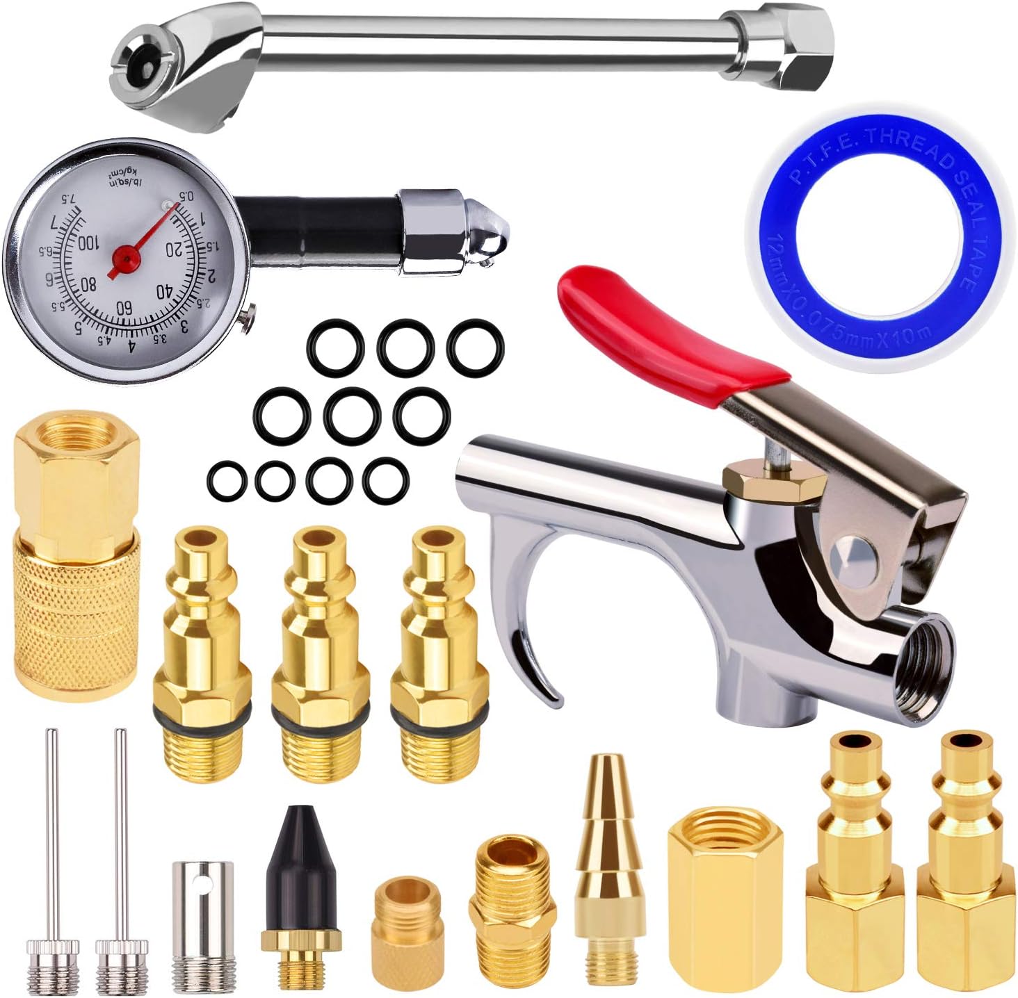 Air Compressor Accessory Kit astarye 1/4" NPT Air Compressor Connect Coupler/Blow Gun/Tire Gauge/Storage Case/18 pieces