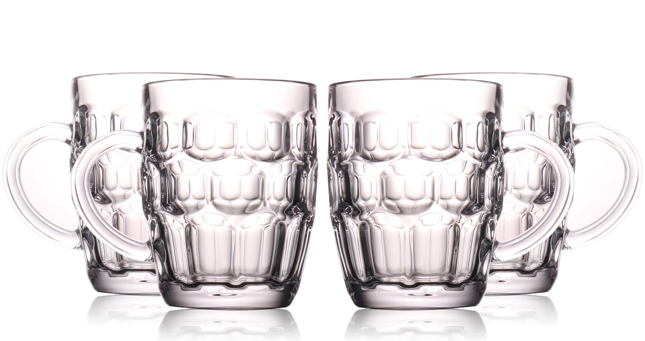 Tazas de cerveza con hoyuelos de cristal robusto juego de 4 piezas duraderas