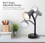 Xtricity Lampe de bureau LED, col de cygne ajustable à 360°, lampe pour la maison et le bureau avec ampoule A19 de 7W, 120V, interrupteur marche/arrêt, hauteur de 14 po - lampes de lecture pour table de chevet, dortoir universitaire (Finition noire)
