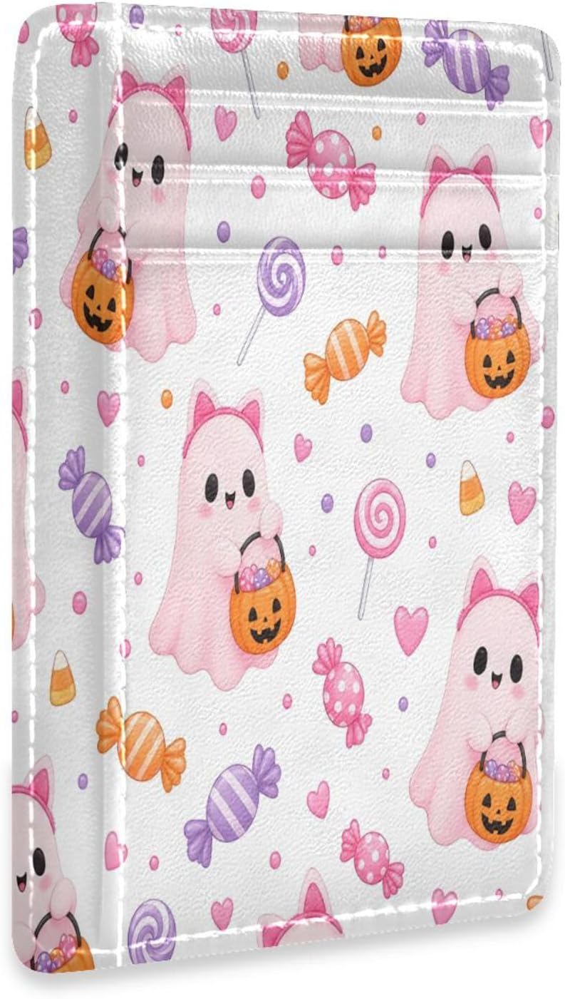 Halloween Pumpkins RFID Blocking Slim Wallet Credit Card Holder