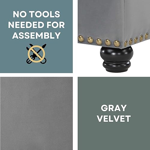 Miniatura 9 de Convenience Concepts Designs4Comfort 5th Avenue - Otomana de almacenamiento, color gris terciopelo