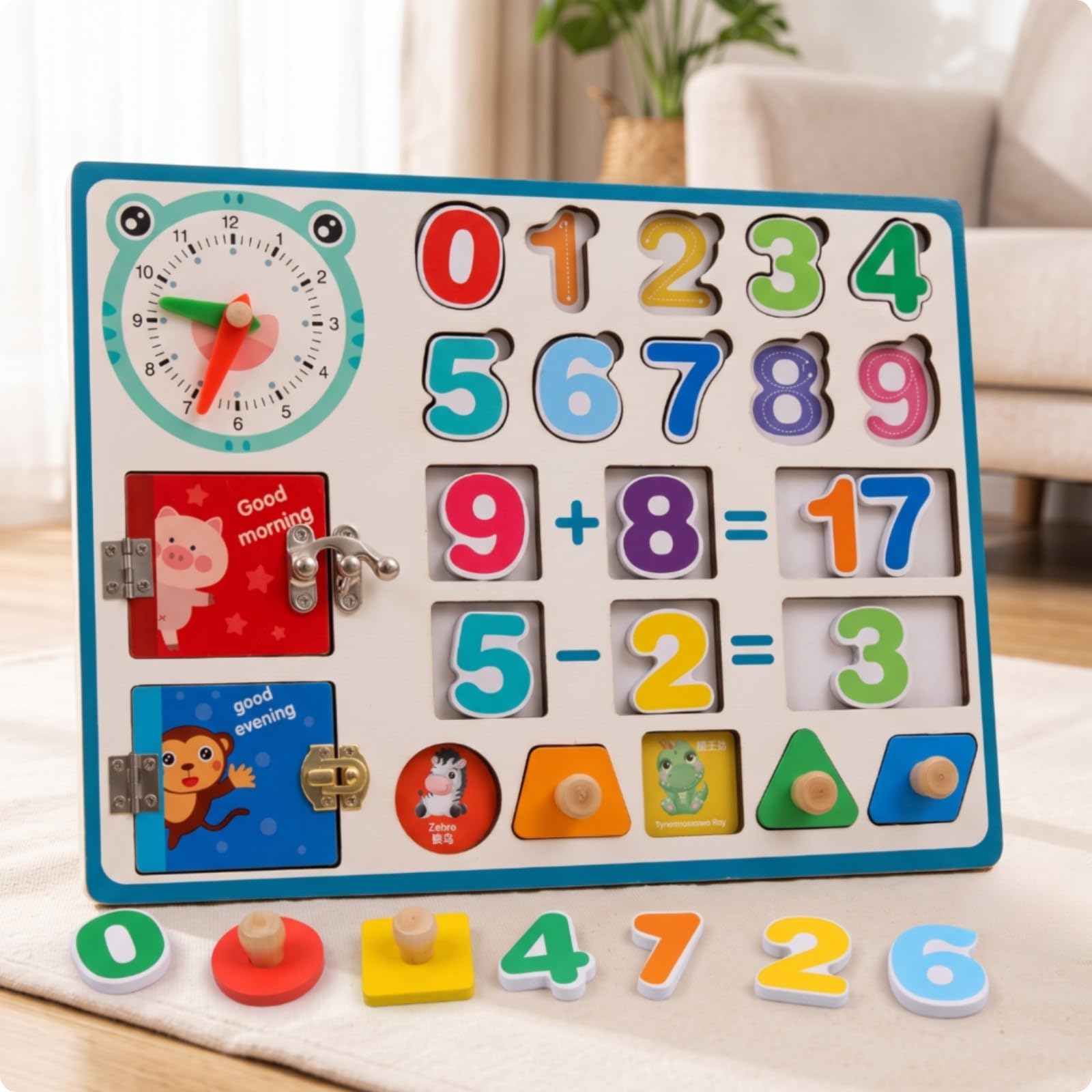 Pädagogisch motorikspielzeug Motorikbrett mit Uhr, Lernspielzeug, für Zimmer, Garten, Vorschul