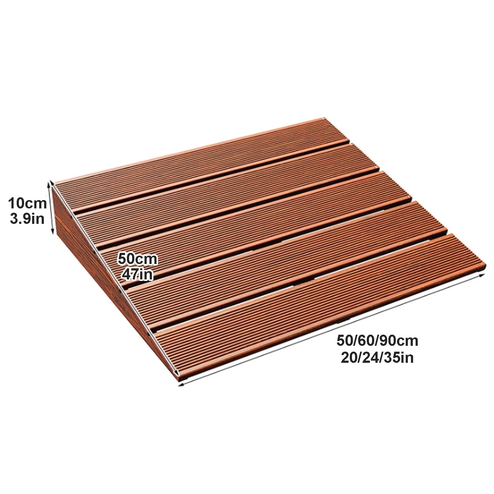 Drewniane Podjazdy Progowe, Antypoślizgowe Podjazdy do Drzwi, Wytrzymałe Maty Schodowe do Wózków Inwalidzkich, Samochodów, Rowerów(50x90x10cm/20x35x3.9in)