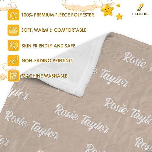 Miniatura 3 de FLOCHIL Mantas de bebé personalizadas, manta de bebé personalizada  Manta de bebé con nombre para niñas, el mejor regalo para bebé, forro polar de
