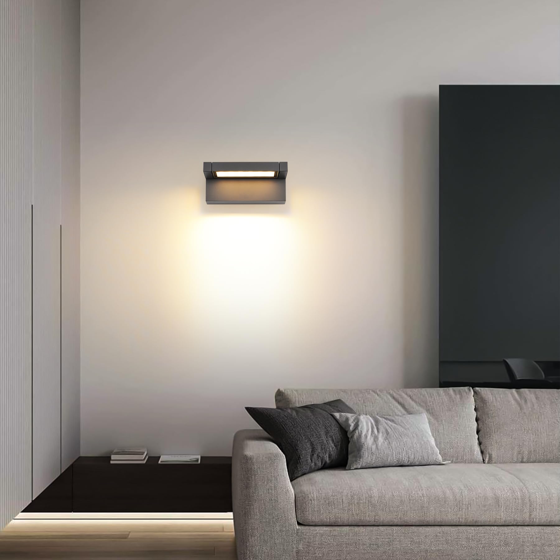 KUKAK Lampada da parete da LED per interni ed esterni,Applique da parete IP65 impermeabile (22W Grigio Scuro, Bianco caldo 3000K)