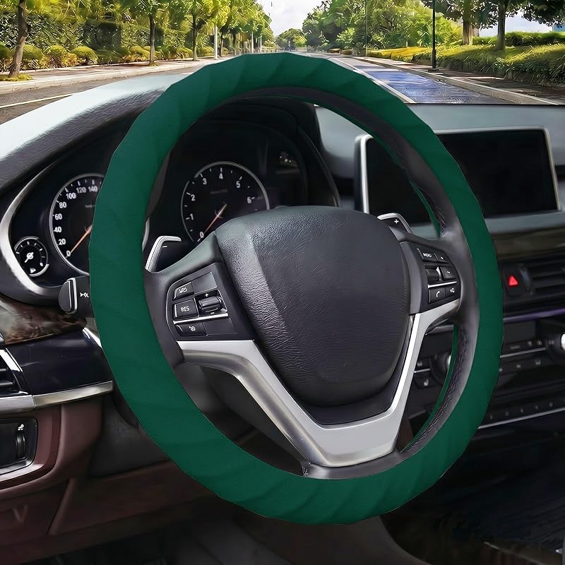 Capa para Volante LRITER em Silicone Texturizado Verde, 36,8 cm