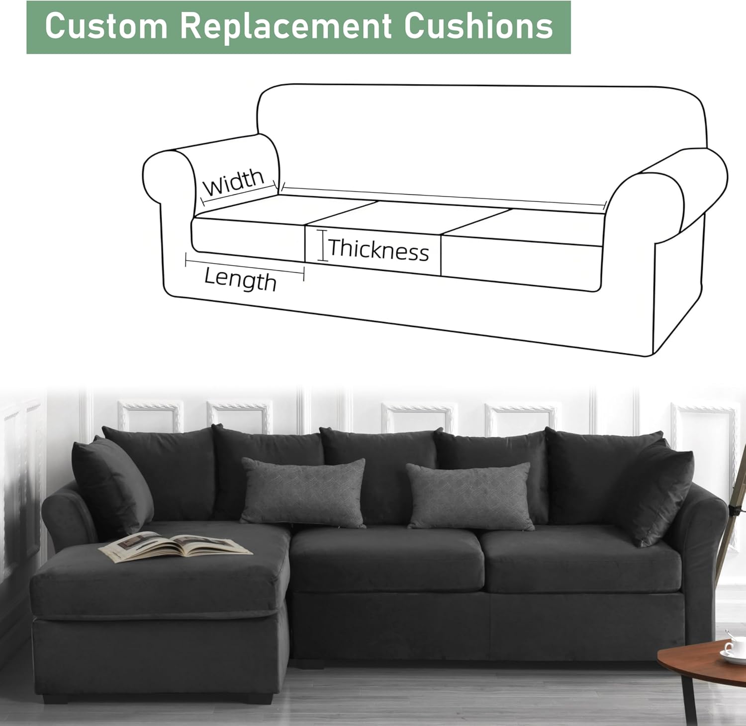 Custom Window Seat Cushion, Bench Pillow, Foam Seating Pad, Kitchen Bench Pad, Indoor Furniture Replacement Cushion for Bench, Window Box Seating 72 in