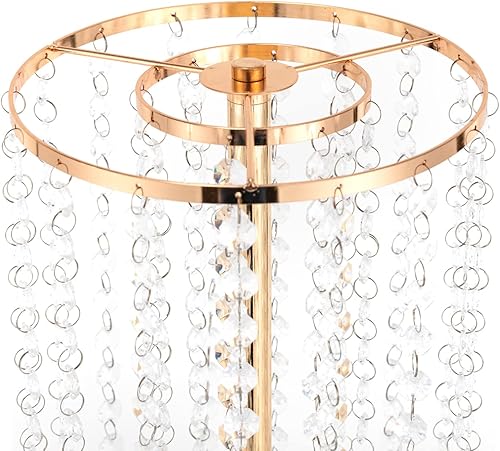 Miniatura 9 de Jarrones altos de acrílico transparente para centros de mesa, soporte de flores de columna de acrílico con cuentas de cristal de araña, 2 piezas de