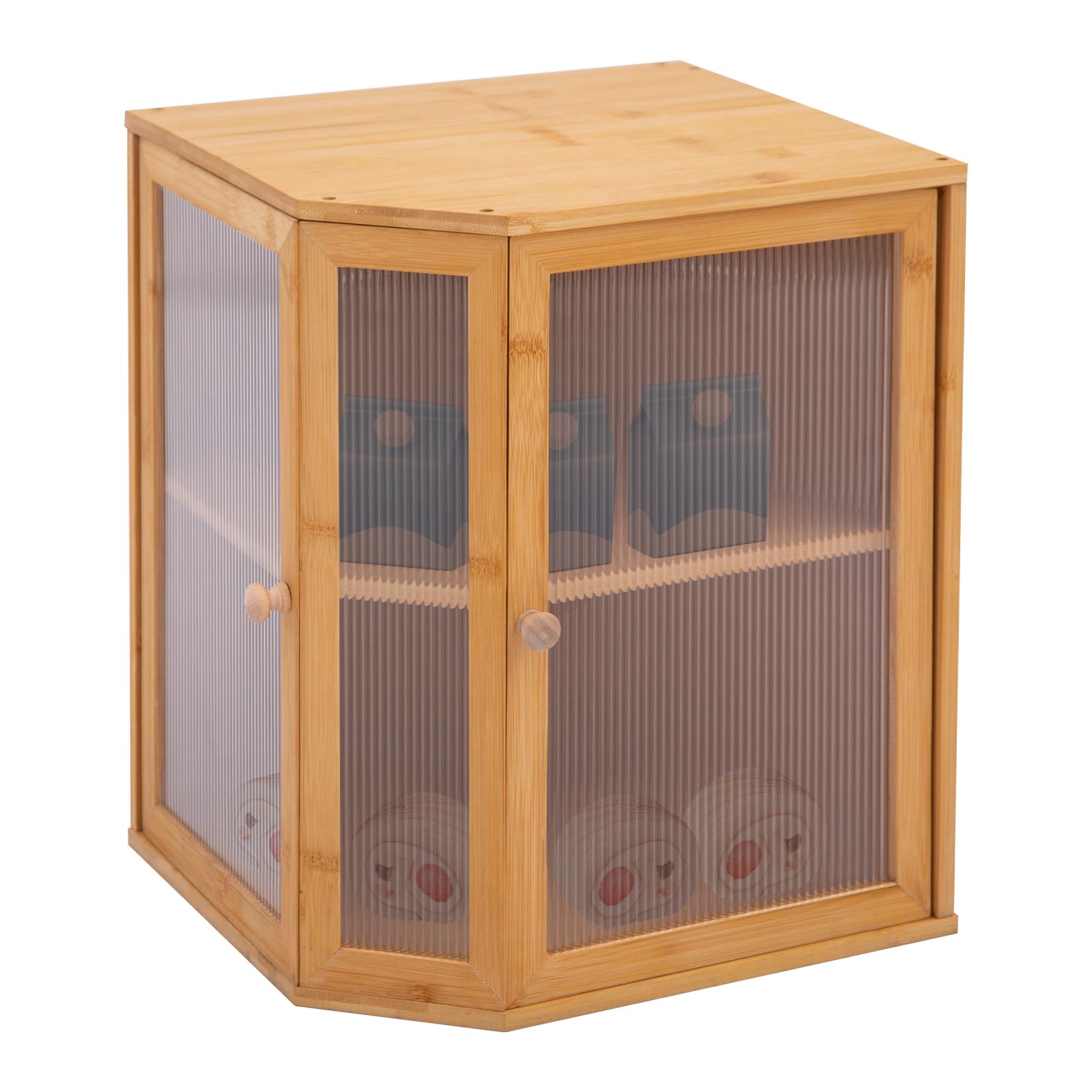 Caja de pan de bambú de 2 niveles con puerta corredera de paneles semitransparentes capacidad de carga 15 kg para guardar cruasanes, bagels, palillos, muffins