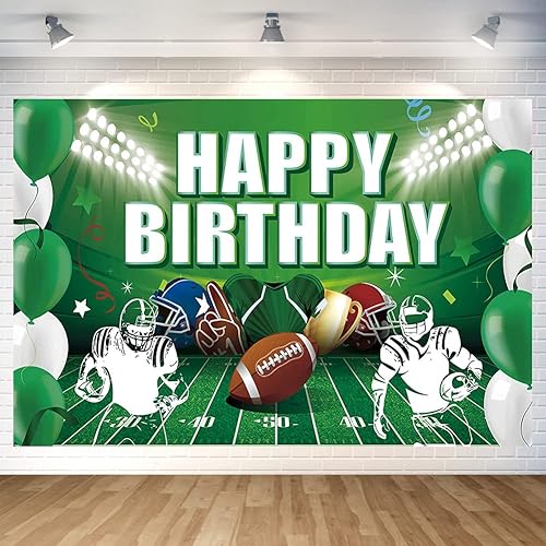 Decoración de fiesta de cumpleaños de fútbol americano con texto en inglés Happy Birthday, póster para decoración de fiestas de fútbol, suministros