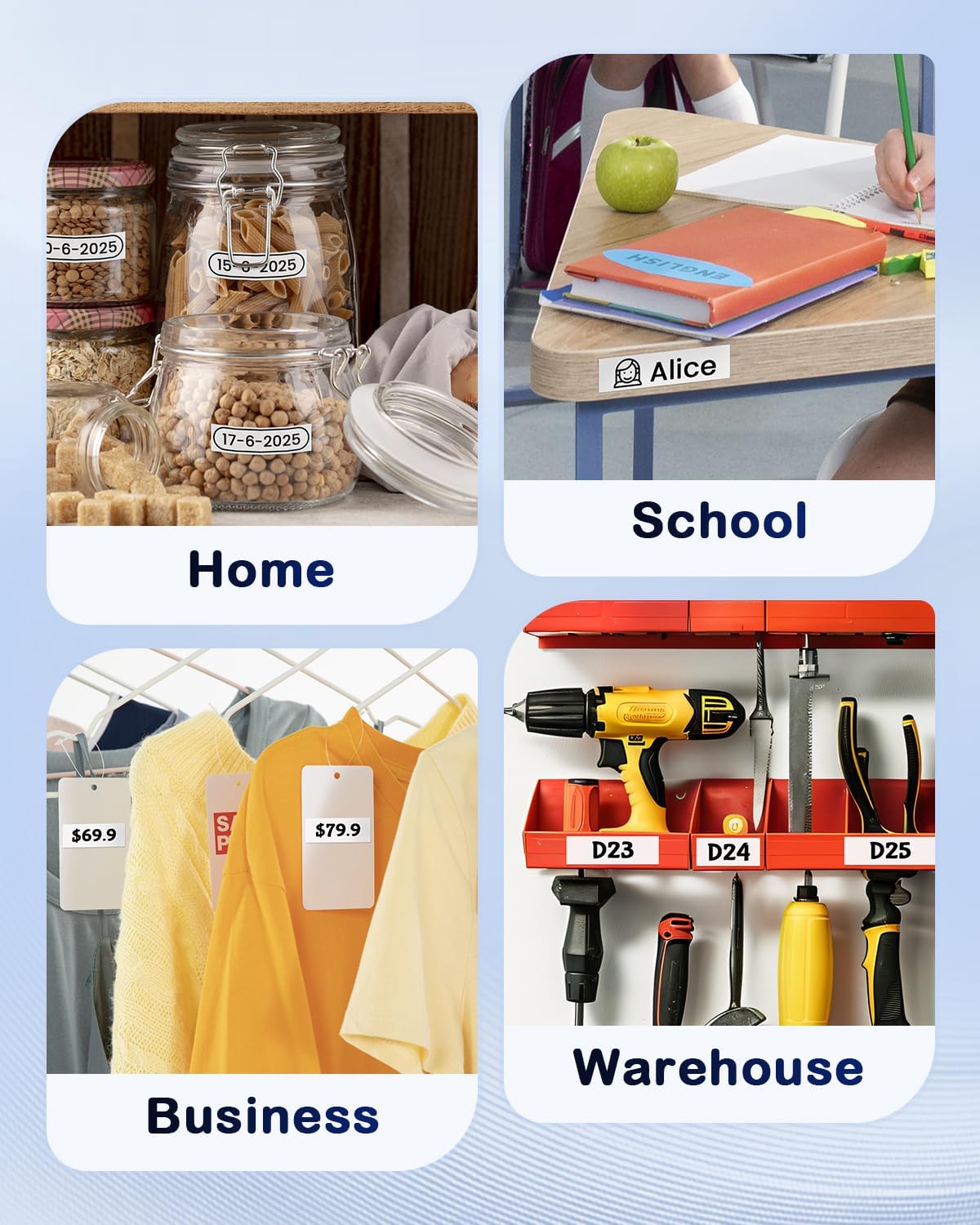 Anycolor TZe-241 TZ Tape 18mm Laminated White Replacement for Brother P Touch 3/4'' (0.7") Label Maker Tape TZe241 for Brother Ptouch PT-D400 D410 D600 D610BT D460BT Refills, 5-Pack - Image 8