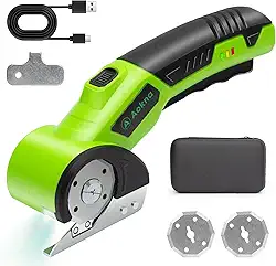 Tesoura elétrica sem fio 4,2 V cortador de papelão recarregável com bateria de 2000 mAh, luz LED, trava de segurança, lâmina de substituição, cortador de caixa para papelão, tecido, plástico e tapete