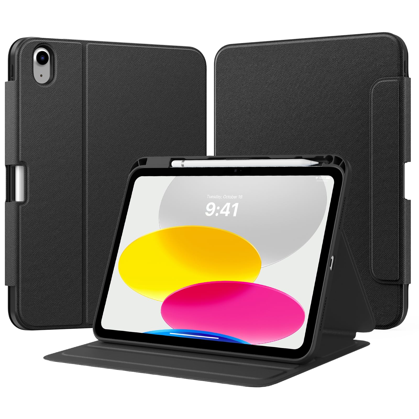 TiMOVO Hülle für iPad (A16) 11. Generation 11 Zoll 2025, iPad 10. Generation 10,9 Zoll 2022 mit Stifthalter, Folio-Schutzhülle, Mehrwinklige Ansicht, Denim Schwarz