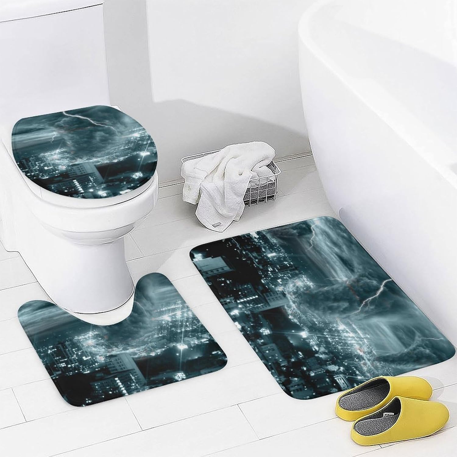 Chicago Tornado Anti Slip and Waterproof Bathroom Four Piece Set, Fashionable Four Piece Set